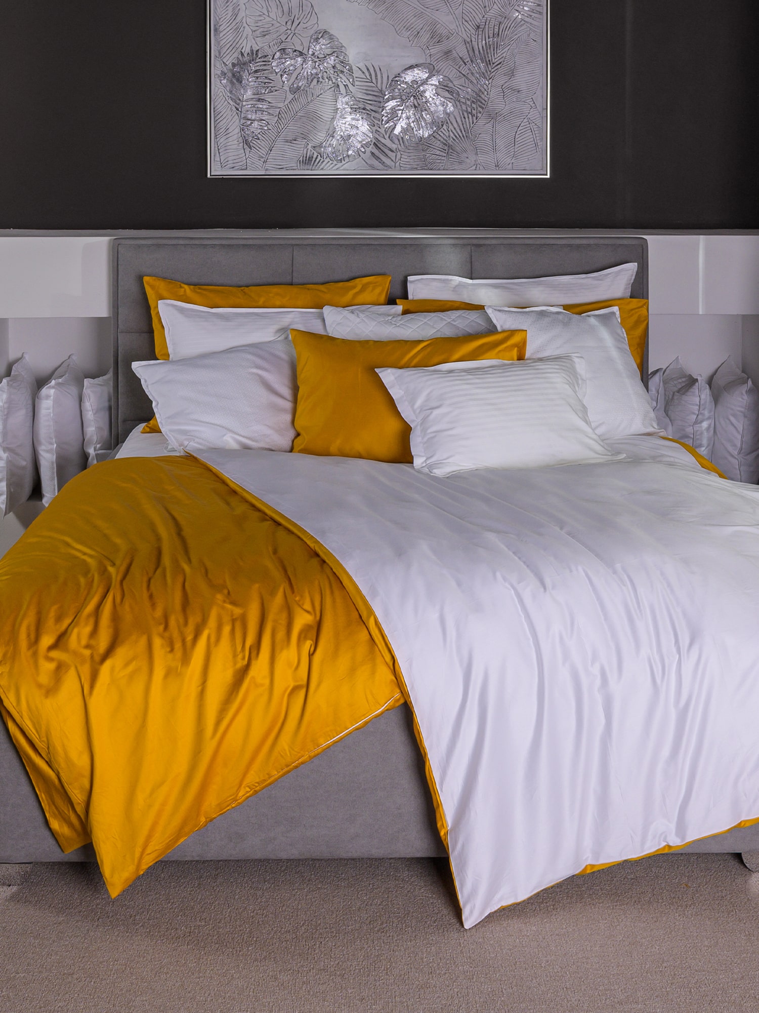 posteljina zlatna žuta bijela navlaka jastučnica