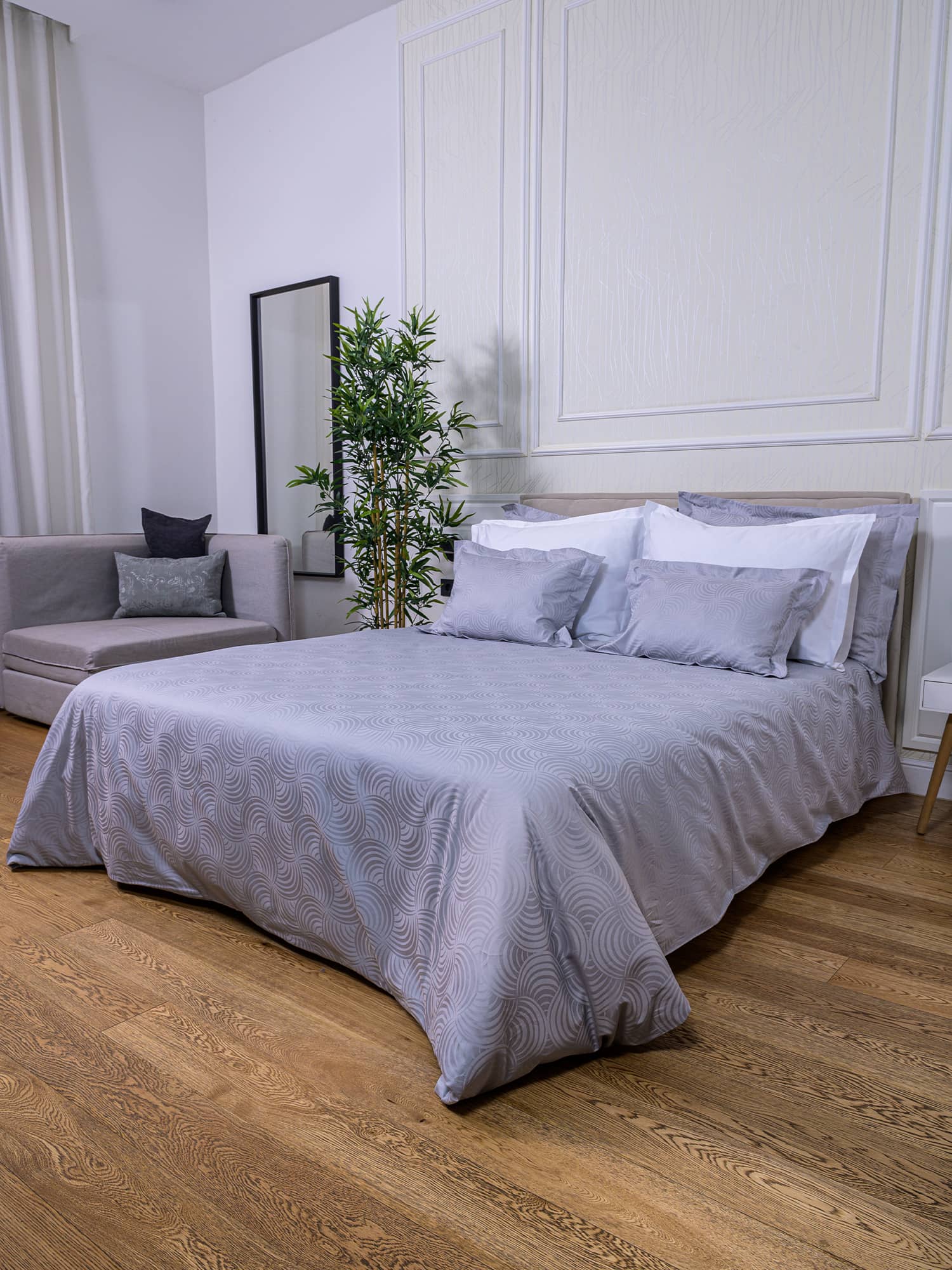 posteljina siva srebrna plahta navlaka jastučnica damast 100 posto pamuk 180x200